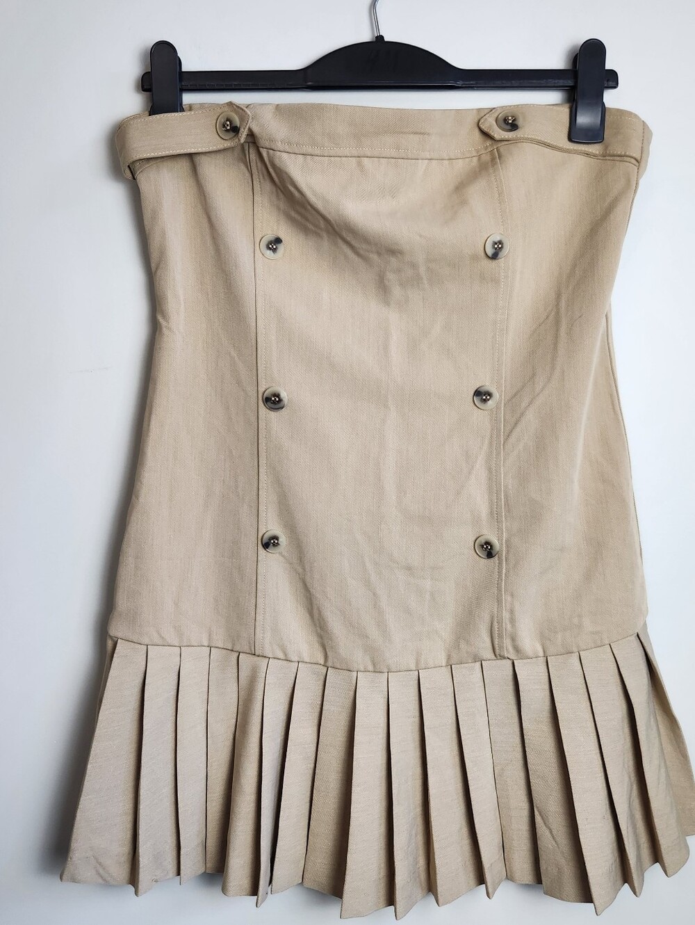 Anthropologie Maeve Flat White Strapless Pleated Prep Dress Academia Collegiate - Picture 2 of 12